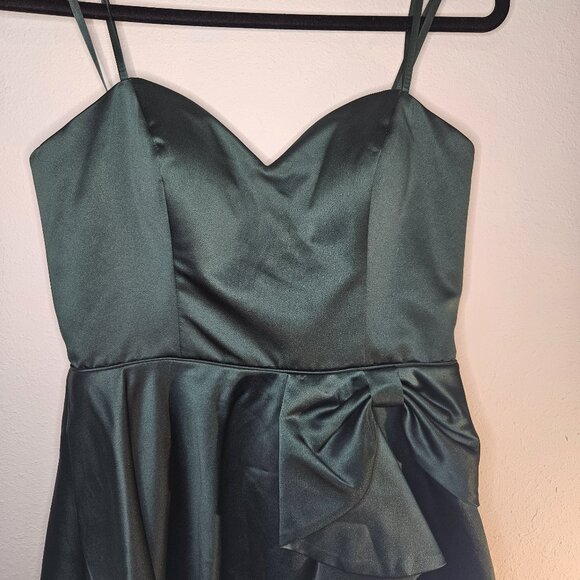 Womens Sweetheart Neckline Ruffled Whimsical Glam Strapless Dress Sz 7 HOCO GRN - Picture 3 of 16